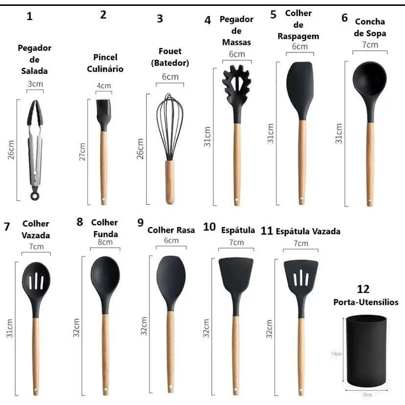 Kit C/12 Peças Utensílios De Cozinha - ANACARÔ
