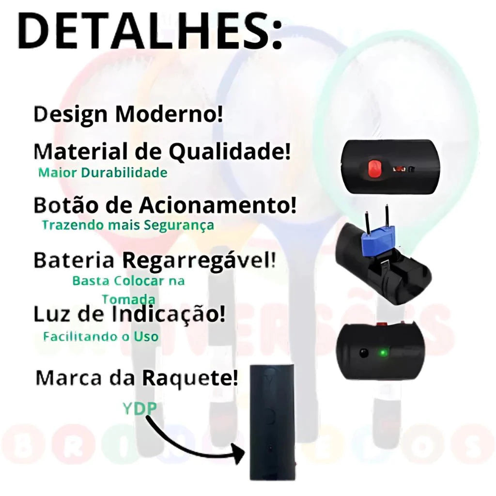 Raquete Eletrica Mata Mosquito bivolt - ANACARÔ