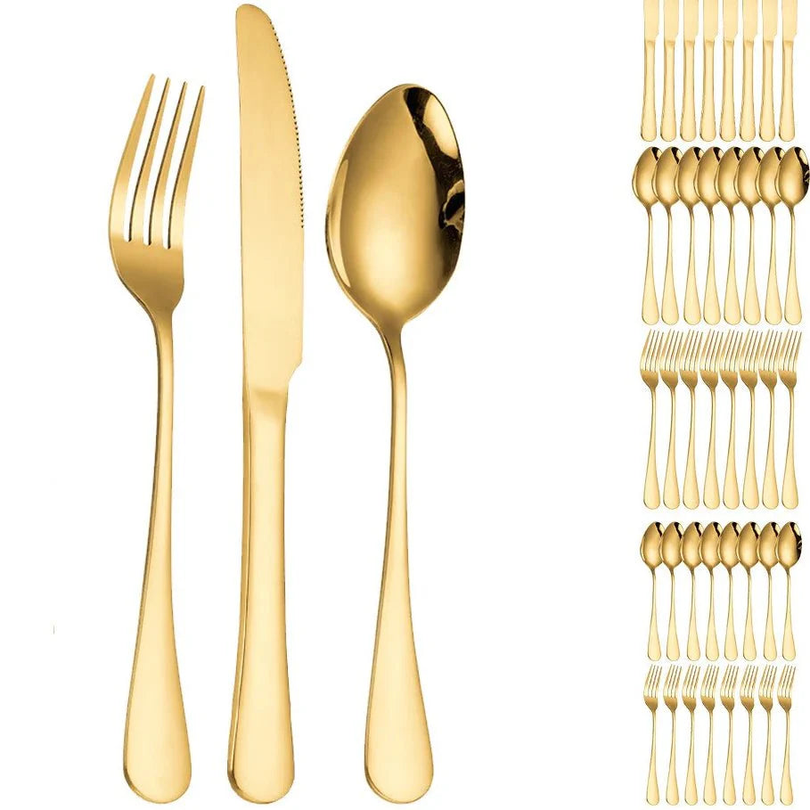18 Peças Talheres De Ouro Em Aço Inox - ANACARÔ
