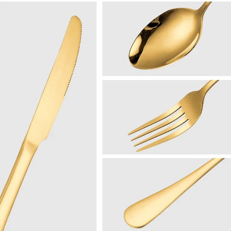 18 Peças Talheres De Ouro Em Aço Inox - ANACARÔ