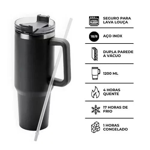 copo térmico  1200ml com canudo - ANACARÔ
