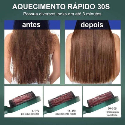 Escova alisadora bivolt 5 em 1   alisa, hidrata, modela, alinha e anti frizz - ANACARÔ