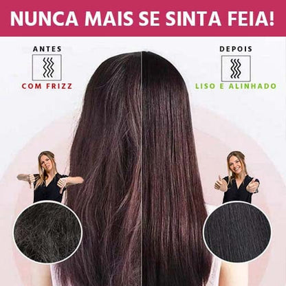 Escova alisadora bivolt 5 em 1   alisa, hidrata, modela, alinha e anti frizz - ANACARÔ