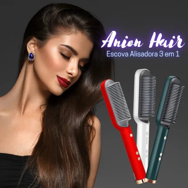 Escova alisadora bivolt 5 em 1   alisa, hidrata, modela, alinha e anti frizz - ANACARÔ