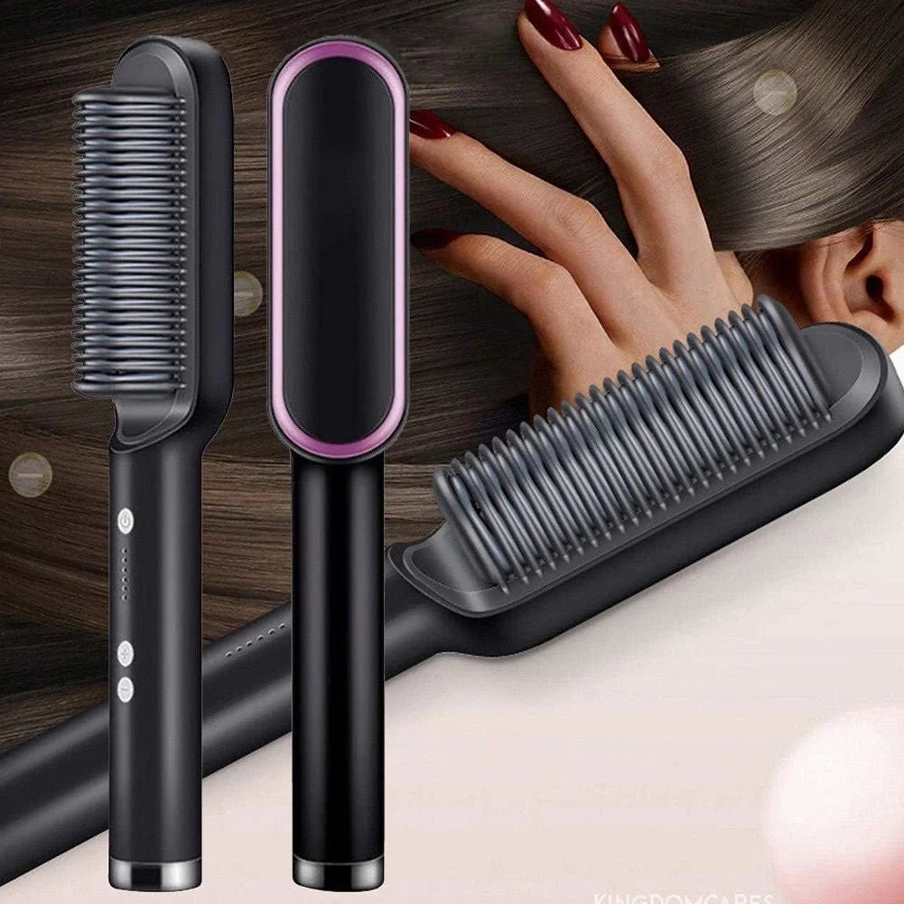 Escova alisadora bivolt 5 em 1   alisa, hidrata, modela, alinha e anti frizz - ANACARÔ