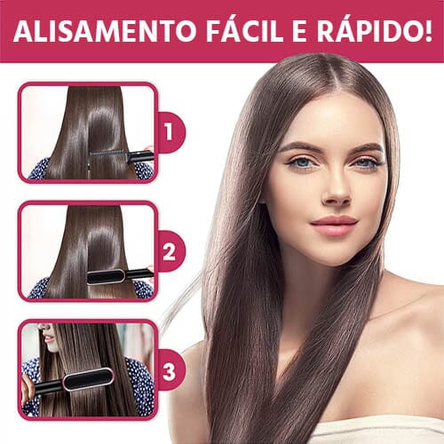 Escova alisadora bivolt 5 em 1   alisa, hidrata, modela, alinha e anti frizz - ANACARÔ