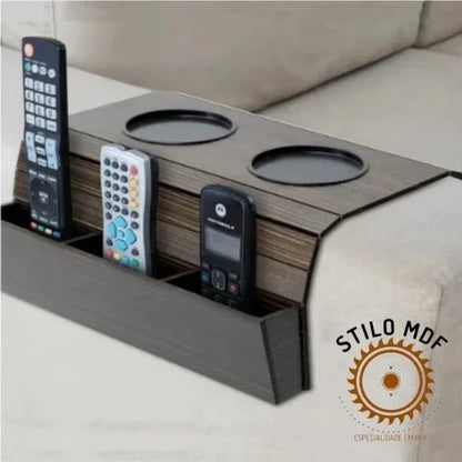 Esteira porta controle + porta copo em mdf - ANACARÔ
