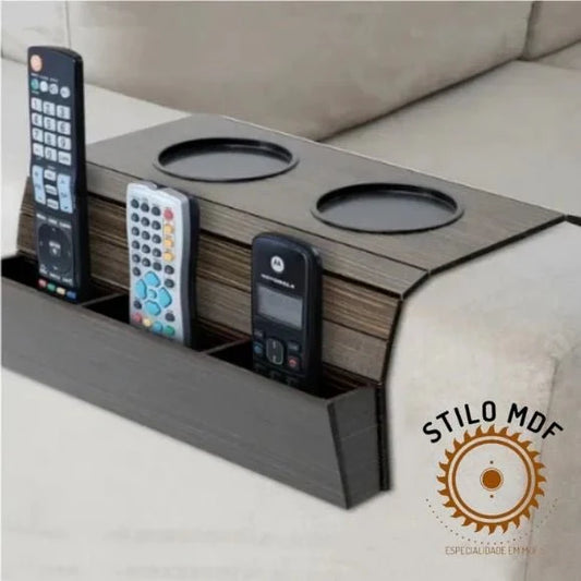 Esteira porta controle + porta copo em mdf - ANACARÔ