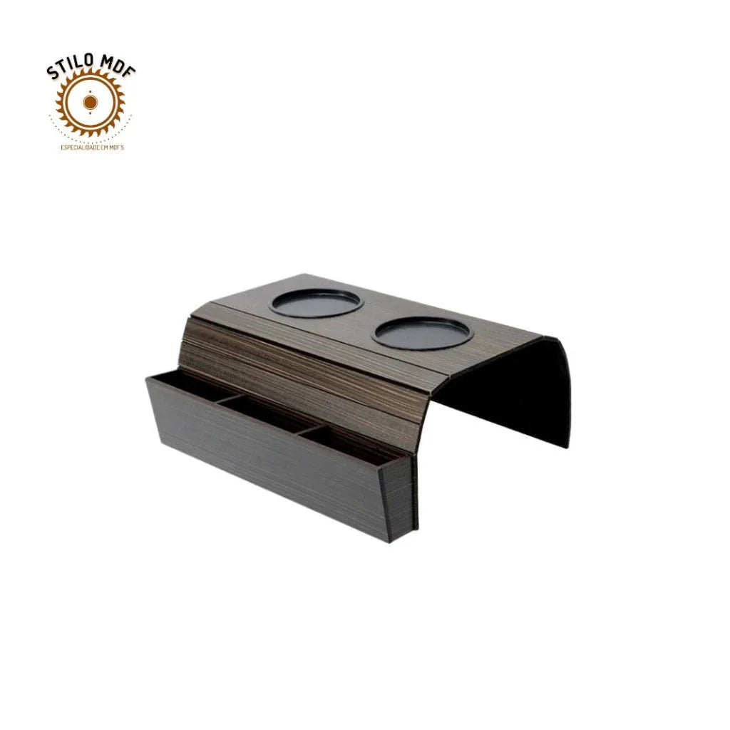 Esteira porta controle + porta copo em mdf - ANACARÔ