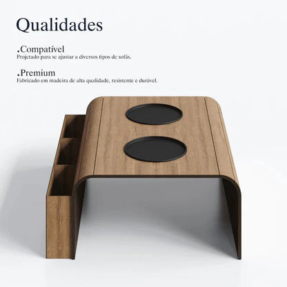 Esteira porta controle + porta copo em mdf - ANACARÔ
