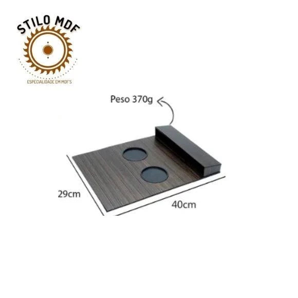 Esteira porta controle + porta copo em mdf - ANACARÔ