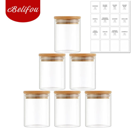 Kit 6 Potes Para Alimentos Com Tampa Bambu 200ML - ANACARÔ