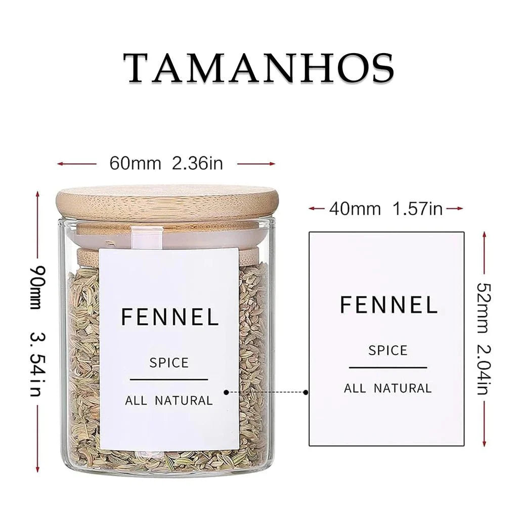 Kit 6 Potes Para Alimentos Com Tampa Bambu 200ML - ANACARÔ