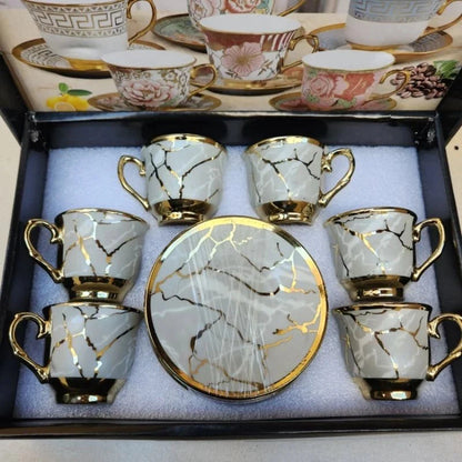 kit de café com 12 peças de Cerâmica em porcelana - ANACARÔ