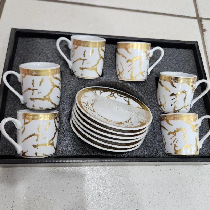 kit de café com 12 peças de Cerâmica em porcelana - ANACARÔ
