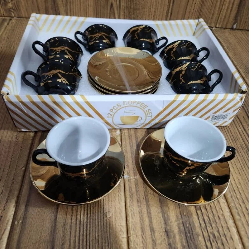 kit de café com 12 peças de Cerâmica em porcelana - ANACARÔ