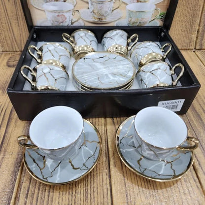 kit de café com 12 peças de Cerâmica em porcelana - ANACARÔ