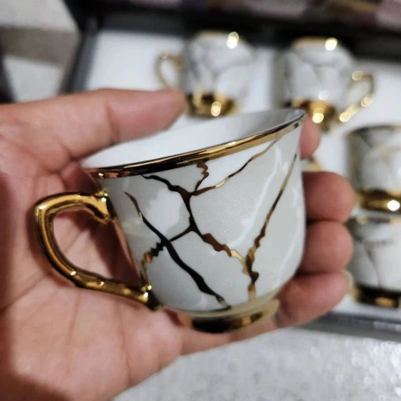 kit de café com 12 peças de Cerâmica em porcelana - ANACARÔ