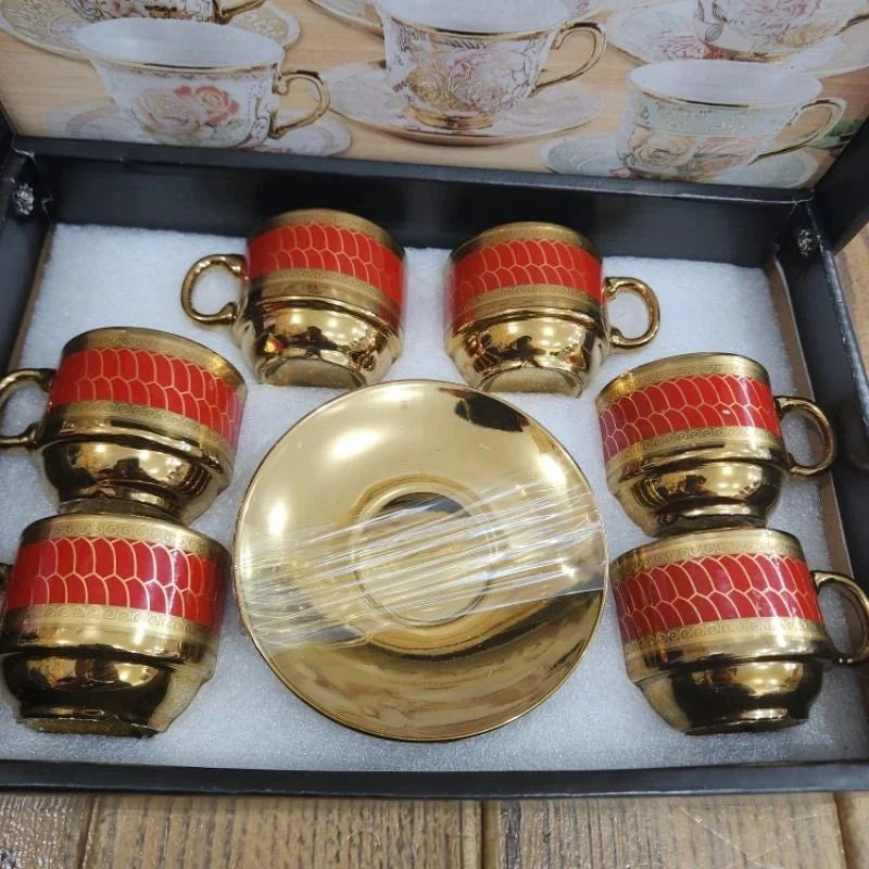 kit de café com 12 peças de Cerâmica em porcelana - ANACARÔ