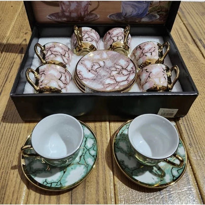 kit de café com 12 peças de Cerâmica em porcelana - ANACARÔ