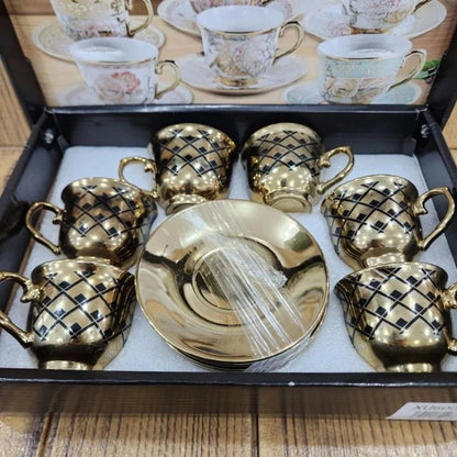 kit de café com 12 peças de Cerâmica em porcelana - ANACARÔ