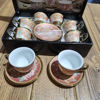 kit de café com 12 peças de Cerâmica em porcelana - ANACARÔ