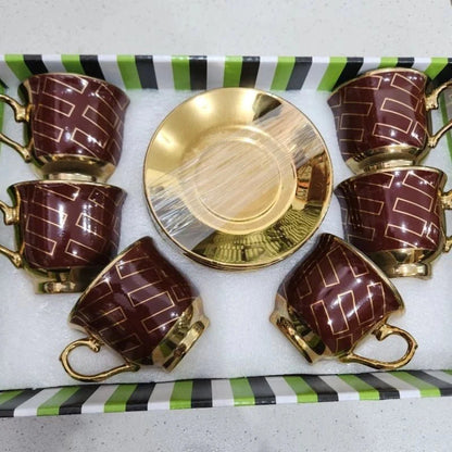 kit de café com 12 peças de Cerâmica em porcelana - ANACARÔ