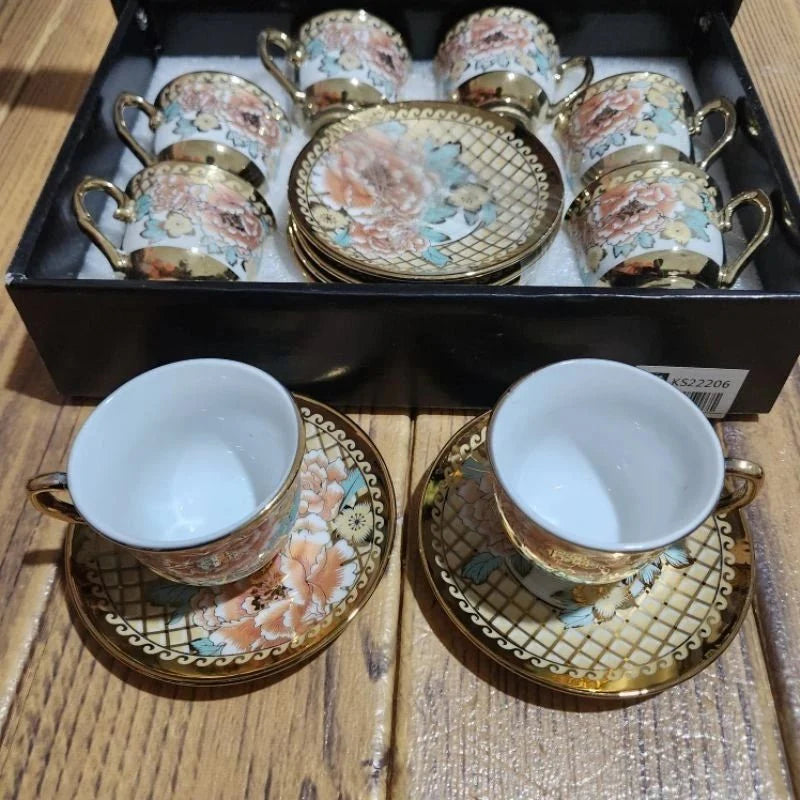 kit de café com 12 peças de Cerâmica em porcelana - ANACARÔ