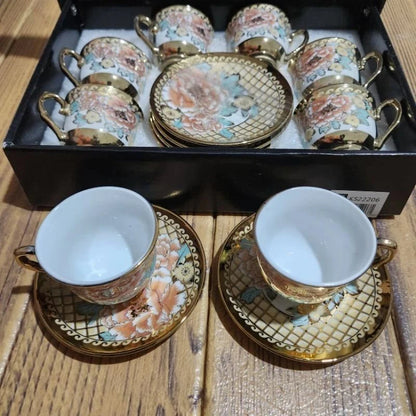 kit de café com 12 peças de Cerâmica em porcelana - ANACARÔ