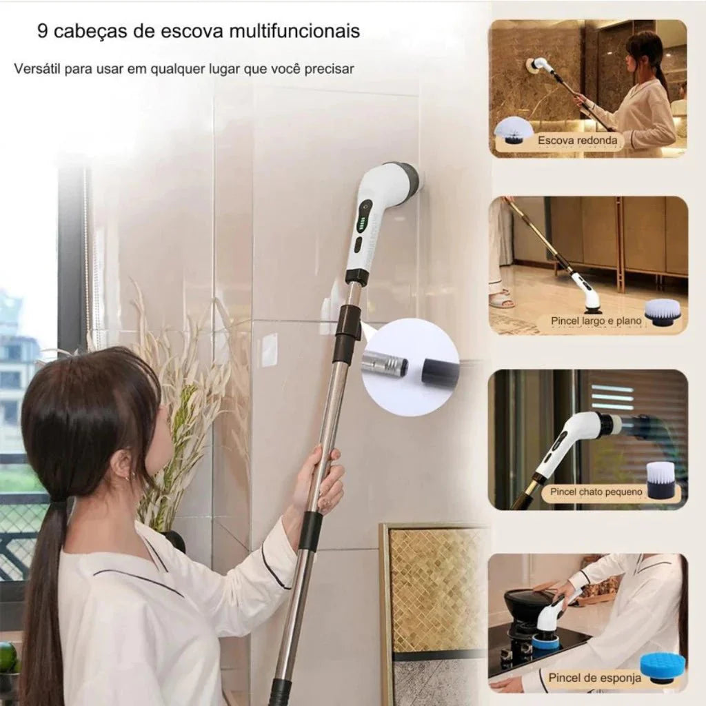 MegaClean© Esfregão Elétrico 9 em 1 + Escova  magica 5 em 1 Por R$ 1,00 Real - ANACARÔ
