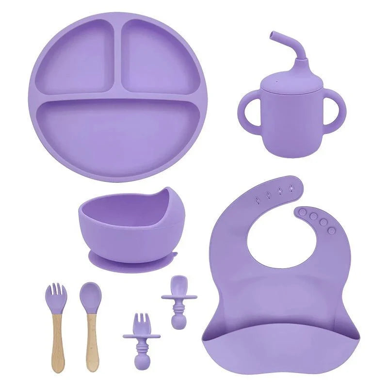 Talheres bebê silicone 8 Peças - ANACARÔ