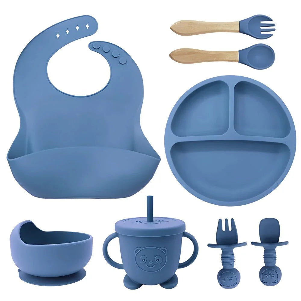 Talheres bebê silicone 8 Peças - ANACARÔ