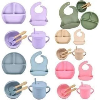 Talheres bebê silicone 8 Peças - ANACARÔ