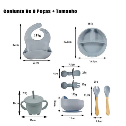 Talheres bebê silicone 8 Peças - ANACARÔ