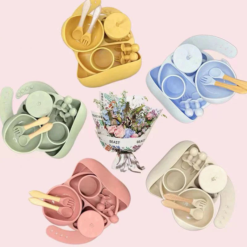 Talheres bebê silicone 8 Peças - ANACARÔ