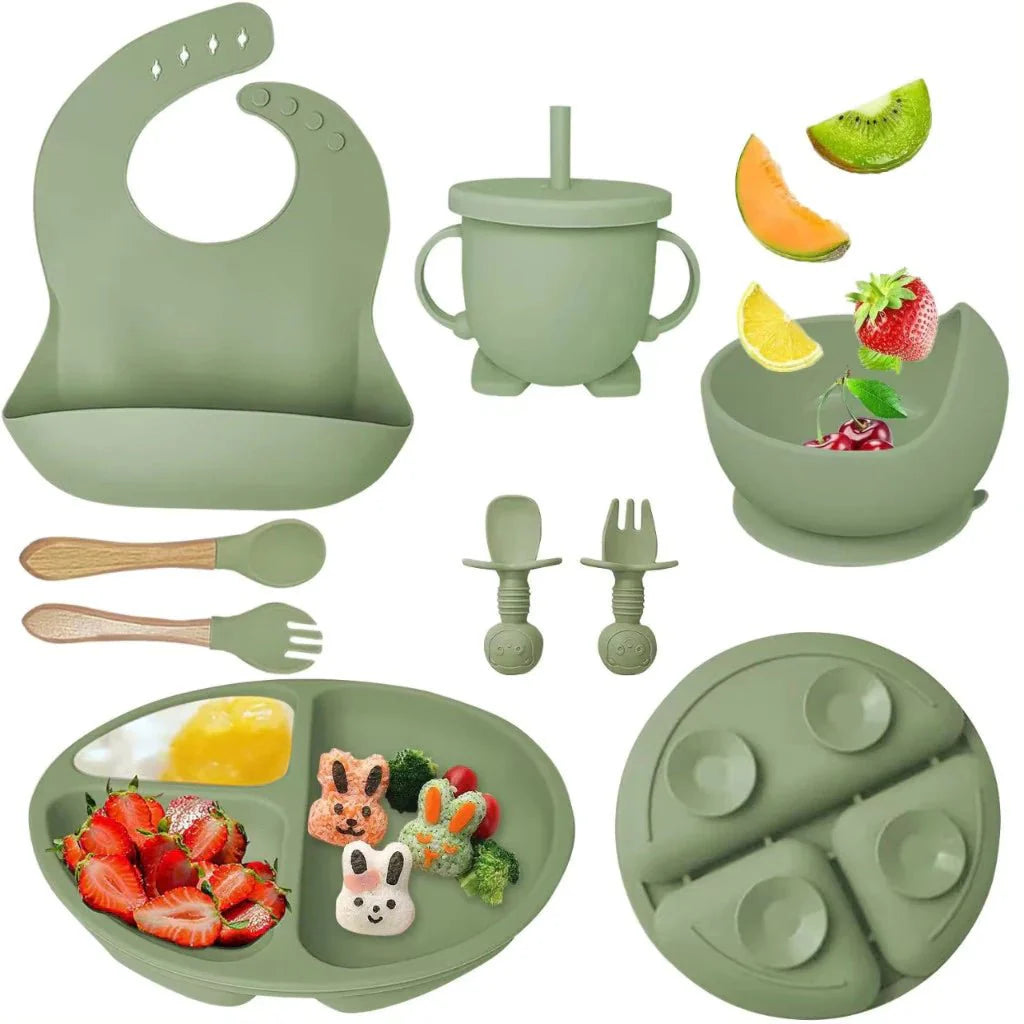 Talheres bebê silicone 8 Peças - ANACARÔ